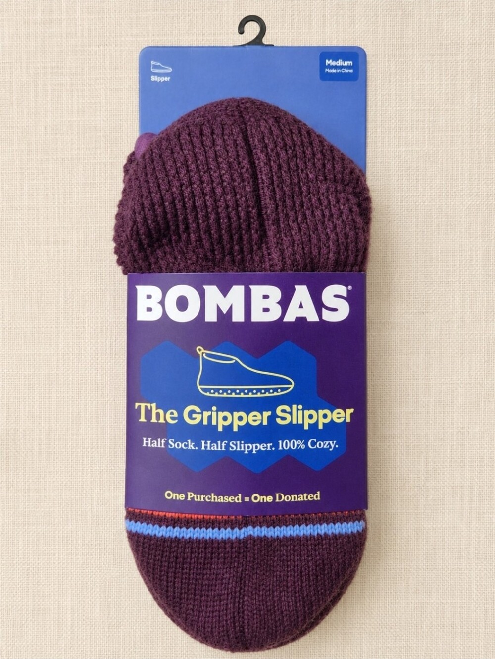 Bombas Gripper Slippers Medium NWT Plum Wine Fair Isle Non Slip House Slipper